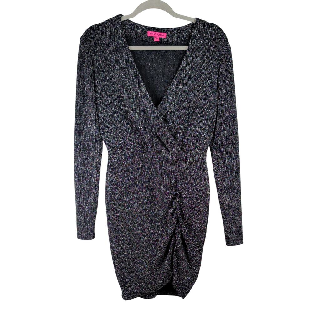 Betsey Johnson Sparkle Mini Dress, Deep VNeck, Size Small